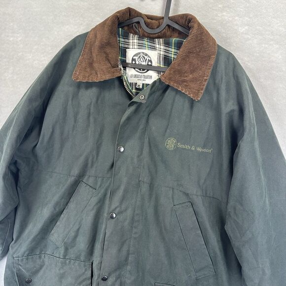 Vintage Smith & Wesson Jacket Mens XL Green Waxed Barn Field Coat 90s - Picture 1 of 16